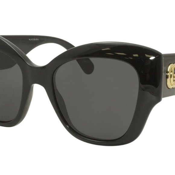 Gucci Women's Matelasse Rounded Cat Eye Sunglasses, Shiny Black, One Size - Picture 3 of 9